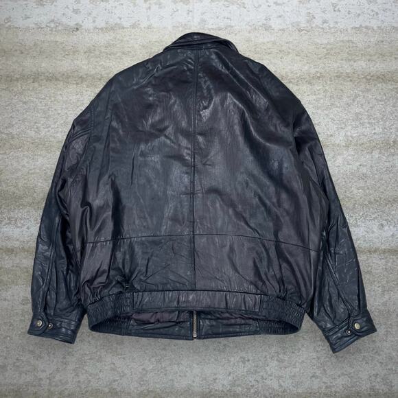 Vintage Genuine Leather Jacket Jet Black J Park Collection Biker 90s - Picture 3 of 7